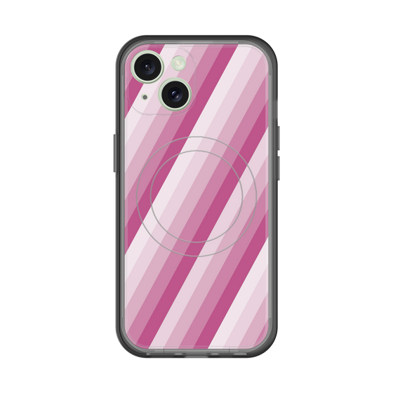 スリムプロテクションプレミアムケース with MagSafe［ Middle Stripe - Pink ］