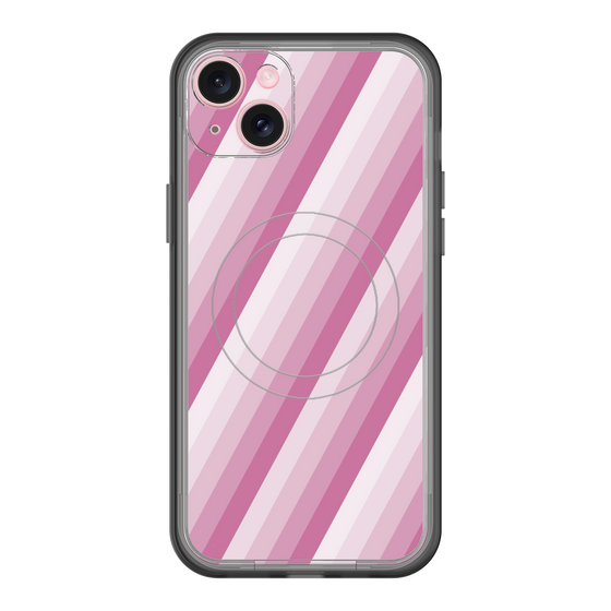 スリムプロテクションプレミアムケース with MagSafe［ Middle Stripe - Pink ］