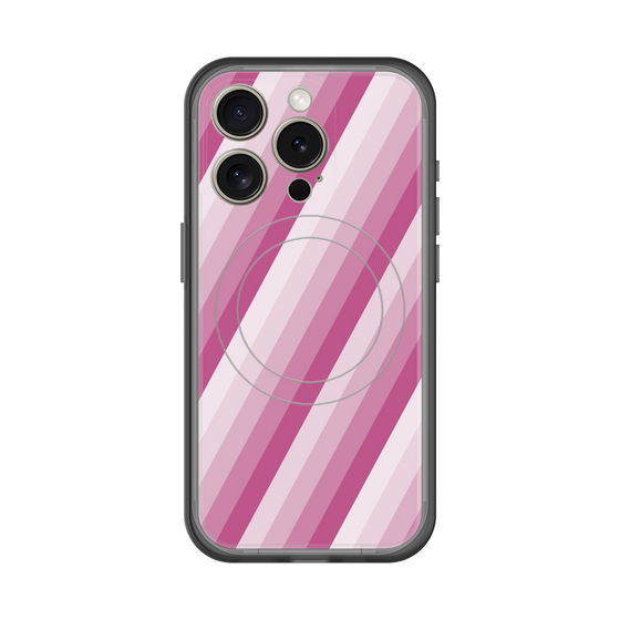 スリムプロテクションプレミアムケース with MagSafe［ Middle Stripe - Pink ］