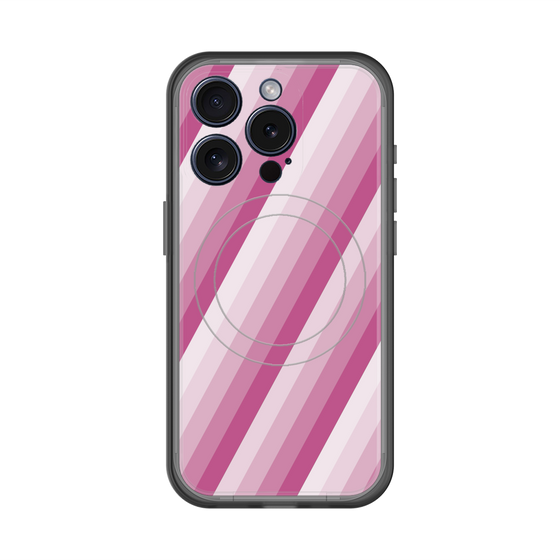 スリムプロテクションプレミアムケース with MagSafe［ Middle Stripe - Pink ］