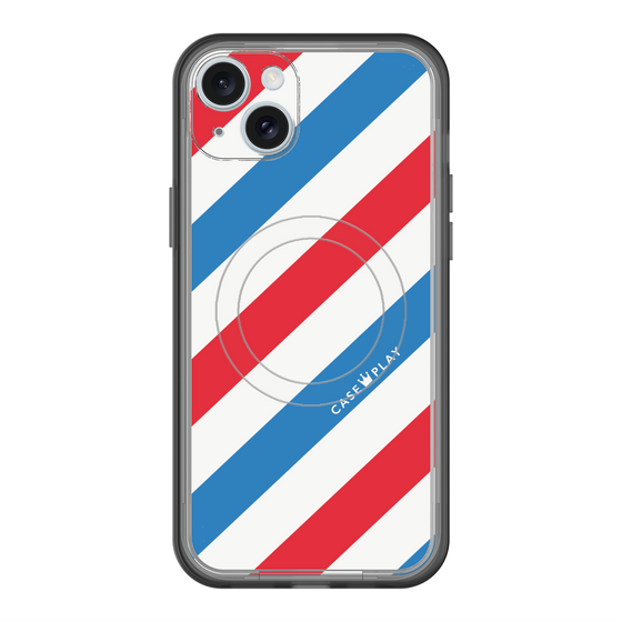 スリムプロテクションプレミアムケース with MagSafe［ Big Stripe - Red × Blue ］
