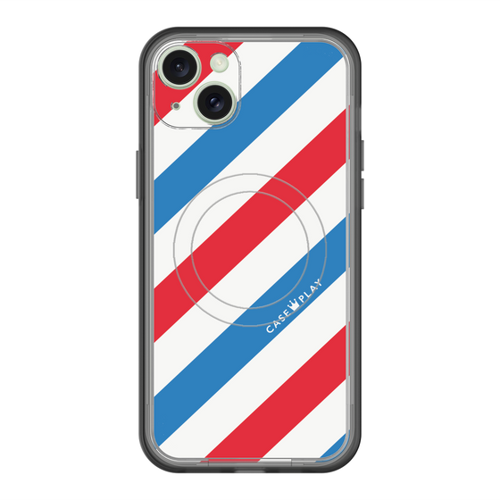 スリムプロテクションプレミアムケース with MagSafe［ Big Stripe - Red × Blue ］