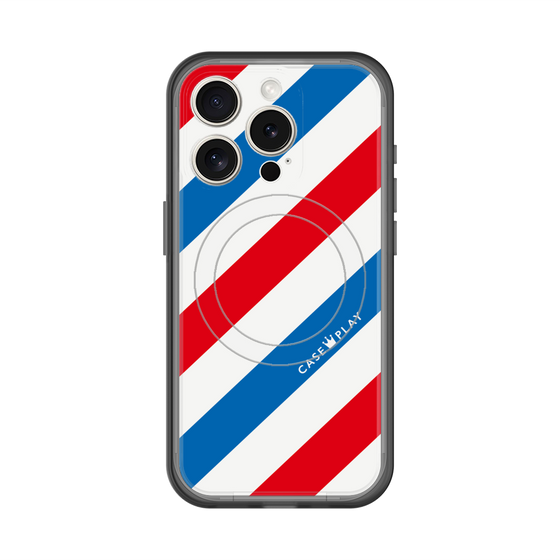 スリムプロテクションプレミアムケース with MagSafe［ Big Stripe - Red × Blue ］