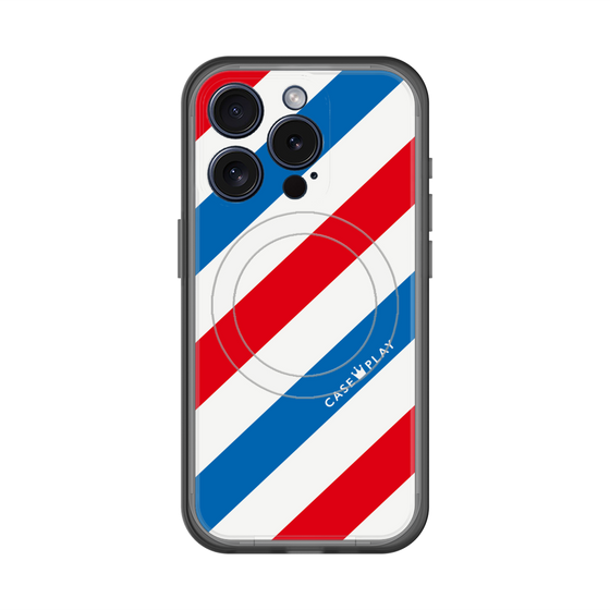 スリムプロテクションプレミアムケース with MagSafe［ Big Stripe - Red × Blue ］