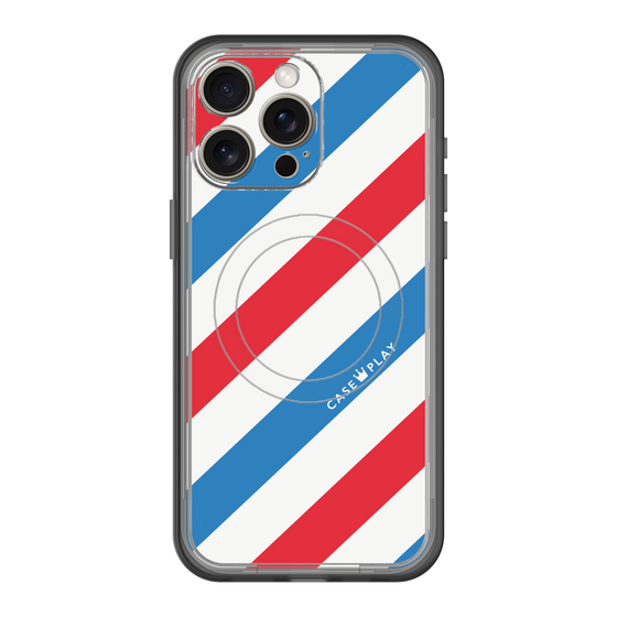 スリムプロテクションプレミアムケース with MagSafe［ Big Stripe - Red × Blue ］