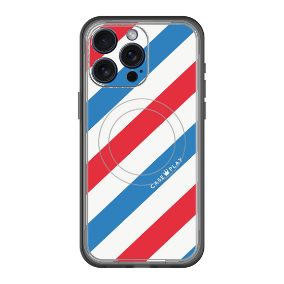 スリムプロテクションプレミアムケース with MagSafe［ Big Stripe - Red × Blue ］