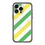 スリムプロテクションプレミアムケース with MagSafe［ Big Stripe - Green × Yellow ］