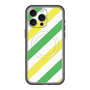 スリムプロテクションプレミアムケース with MagSafe［ Big Stripe - Green × Yellow ］
