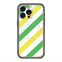 スリムプロテクションプレミアムケース with MagSafe［ Big Stripe - Green × Yellow ］