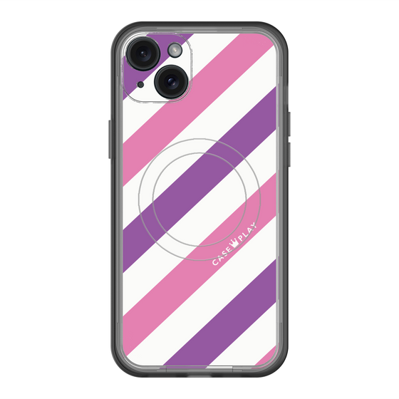 スリムプロテクションプレミアムケース with MagSafe［ Big Stripe - Purple × Pink ］