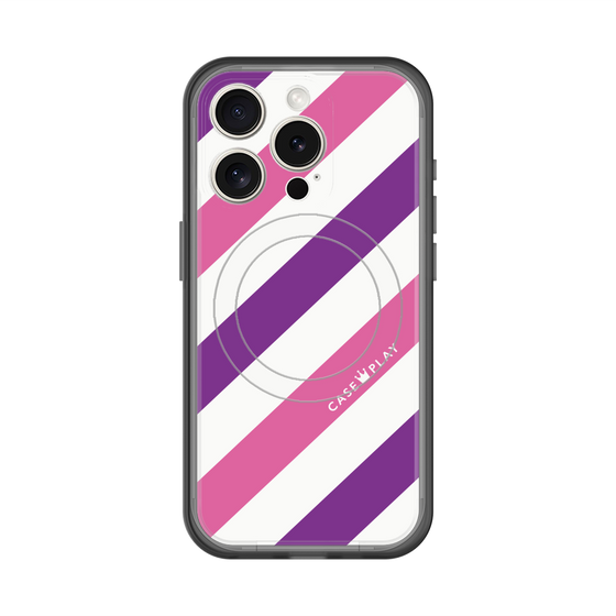 スリムプロテクションプレミアムケース with MagSafe［ Big Stripe - Purple × Pink ］