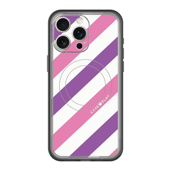 スリムプロテクションプレミアムケース with MagSafe［ Big Stripe - Purple × Pink ］