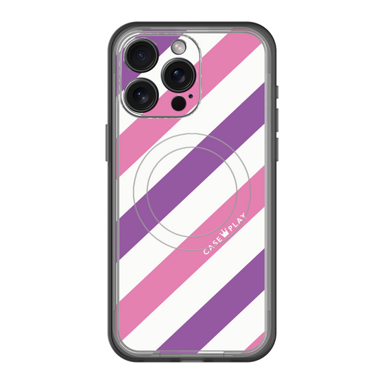 スリムプロテクションプレミアムケース with MagSafe［ Big Stripe - Purple × Pink ］
