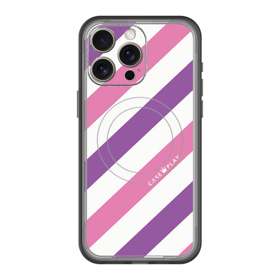 スリムプロテクションプレミアムケース with MagSafe［ Big Stripe - Purple × Pink ］