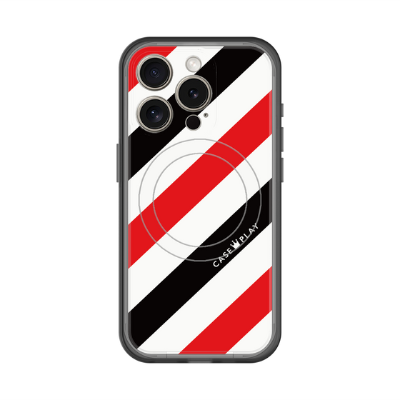 スリムプロテクションプレミアムケース with MagSafe［ Big Stripe - Red × Black ］
