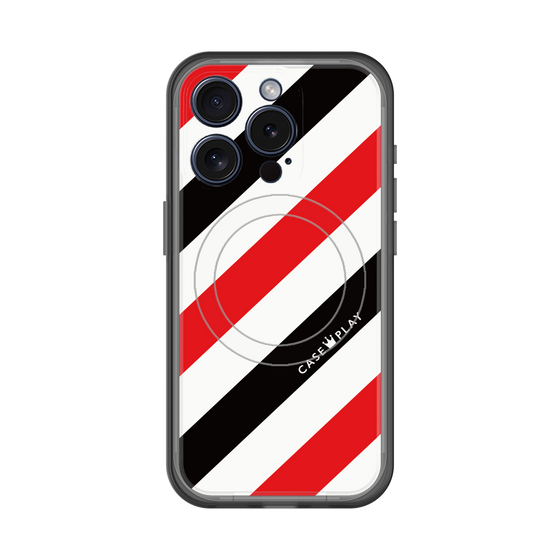 スリムプロテクションプレミアムケース with MagSafe［ Big Stripe - Red × Black ］