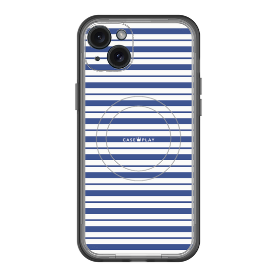 スリムプロテクションプレミアムケース with MagSafe［ Small Border - Navy ］