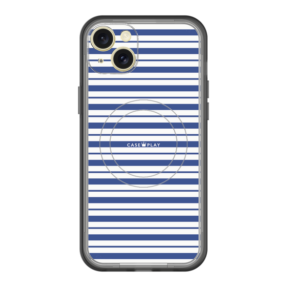 スリムプロテクションプレミアムケース with MagSafe［ Small Border - Navy ］