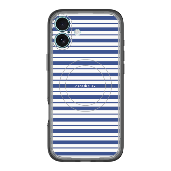 スリムプロテクションプレミアムケース with MagSafe［ Small Border - Navy ］