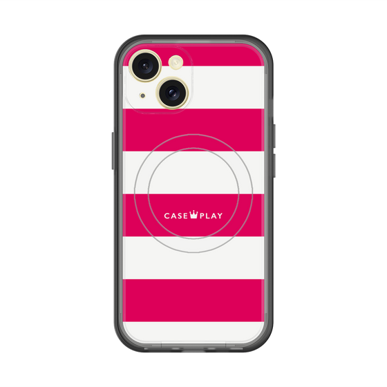 スリムプロテクションプレミアムケース with MagSafe［ Big Border - Pink ］
