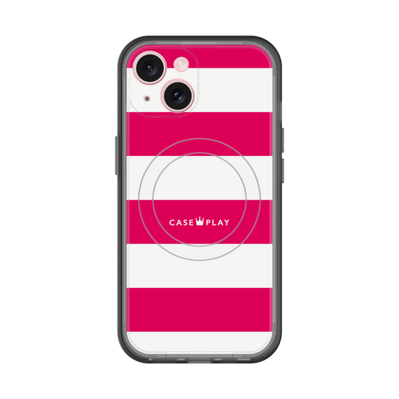 スリムプロテクションプレミアムケース with MagSafe［ Big Border - Pink ］