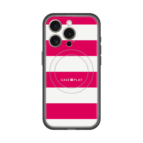 スリムプロテクションプレミアムケース with MagSafe［ Big Border - Pink ］