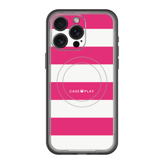 スリムプロテクションプレミアムケース with MagSafe［ Big Border - Pink ］