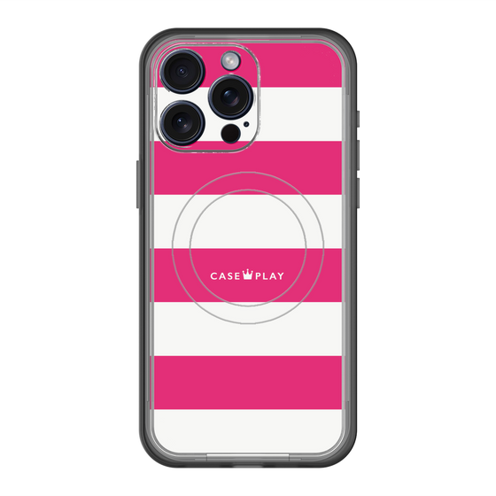 スリムプロテクションプレミアムケース with MagSafe［ Big Border - Pink ］