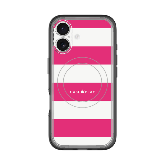 スリムプロテクションプレミアムケース with MagSafe［ Big Border - Pink ］