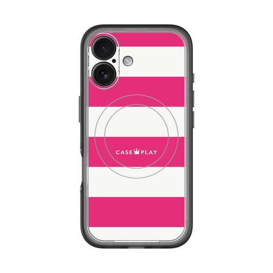 スリムプロテクションプレミアムケース with MagSafe［ Big Border - Pink ］