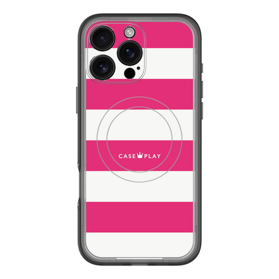 スリムプロテクションプレミアムケース with MagSafe［ Big Border - Pink ］