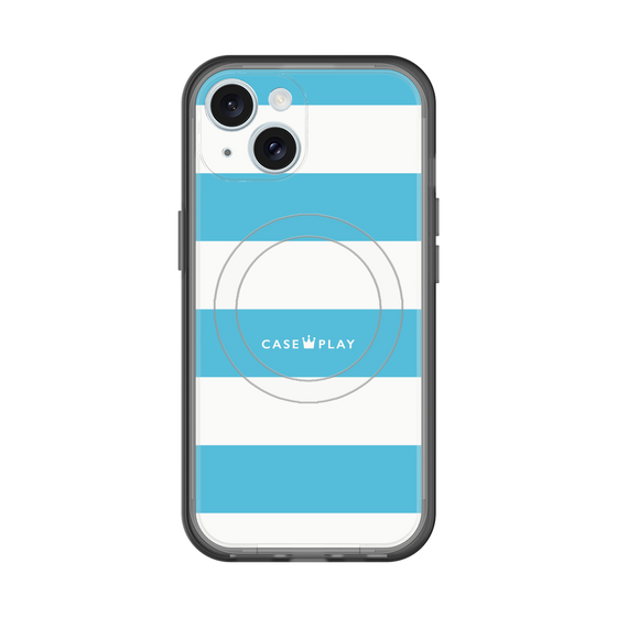 スリムプロテクションプレミアムケース with MagSafe［ Big Border - Blue ］