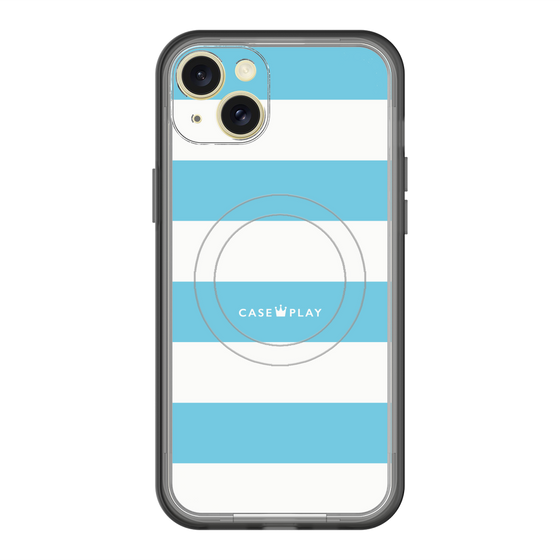 スリムプロテクションプレミアムケース with MagSafe［ Big Border - Blue ］