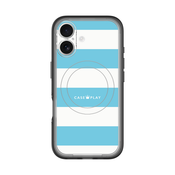 スリムプロテクションプレミアムケース with MagSafe［ Big Border - Blue ］