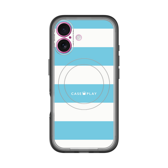 スリムプロテクションプレミアムケース with MagSafe［ Big Border - Blue ］