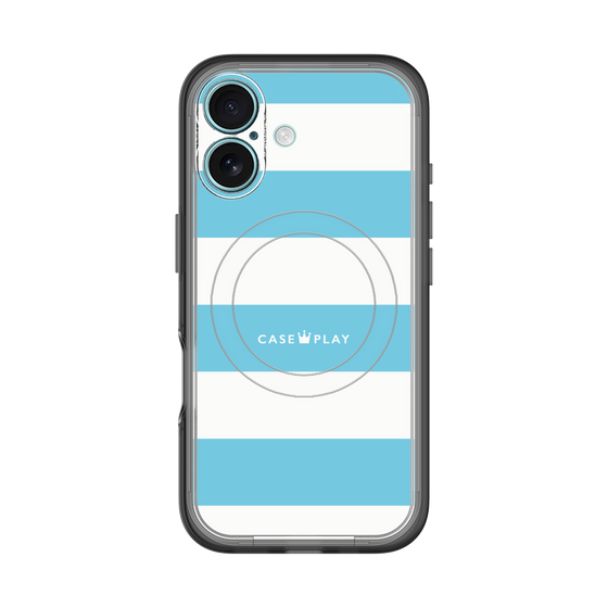 スリムプロテクションプレミアムケース with MagSafe［ Big Border - Blue ］