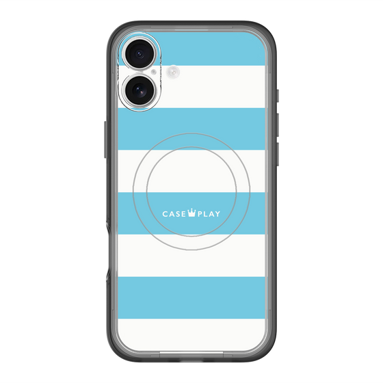 スリムプロテクションプレミアムケース with MagSafe［ Big Border - Blue ］