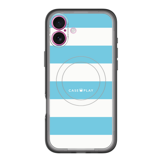 スリムプロテクションプレミアムケース with MagSafe［ Big Border - Blue ］