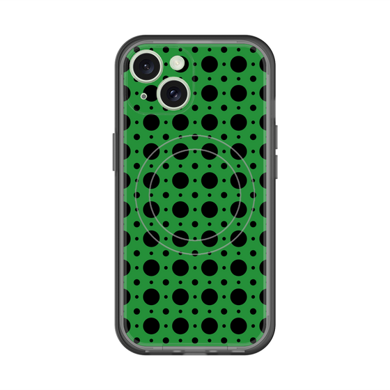 スリムプロテクションプレミアムケース with MagSafe［ Shower Dot - Green ］