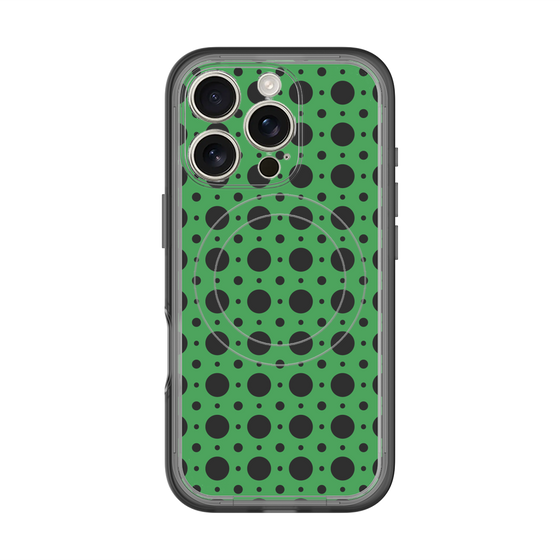 スリムプロテクションプレミアムケース with MagSafe［ Shower Dot - Green ］
