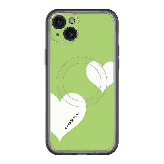 スリムプロテクションプレミアムケース with MagSafe［ Two Hearts - Green ］