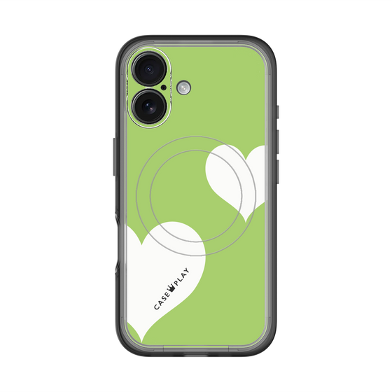 スリムプロテクションプレミアムケース with MagSafe［ Two Hearts - Green ］