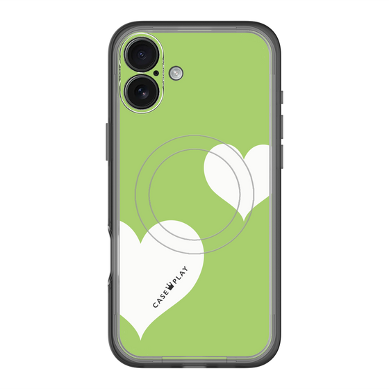 スリムプロテクションプレミアムケース with MagSafe［ Two Hearts - Green ］