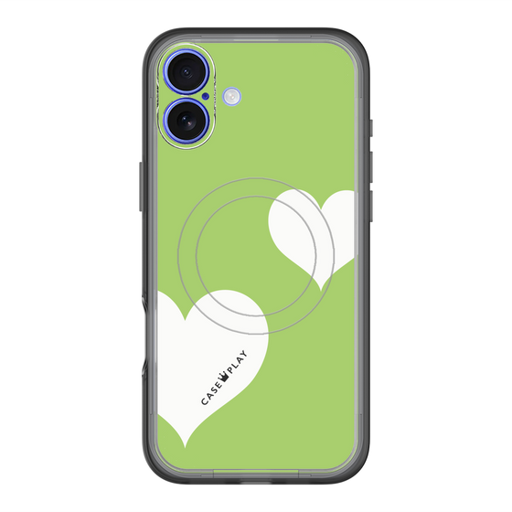 スリムプロテクションプレミアムケース with MagSafe［ Two Hearts - Green ］