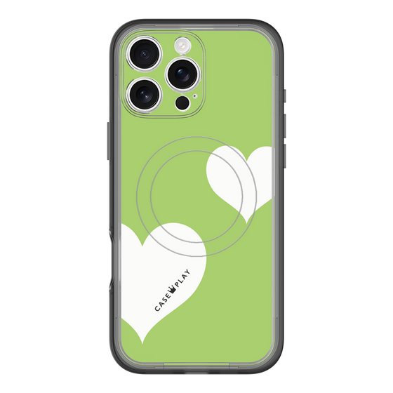 スリムプロテクションプレミアムケース with MagSafe［ Two Hearts - Green ］