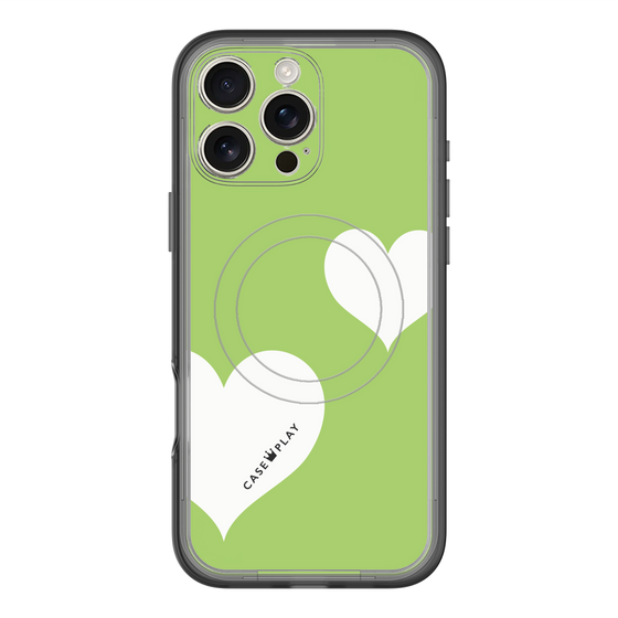 スリムプロテクションプレミアムケース with MagSafe［ Two Hearts - Green ］