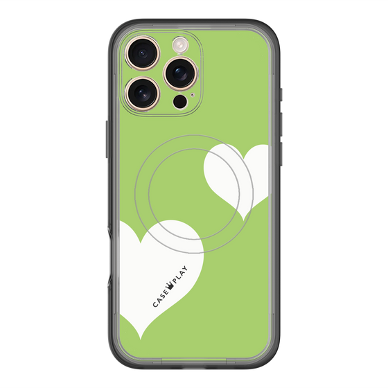 スリムプロテクションプレミアムケース with MagSafe［ Two Hearts - Green ］