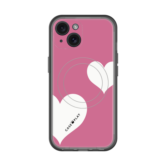 スリムプロテクションプレミアムケース with MagSafe［ Two Hearts - Pink ］