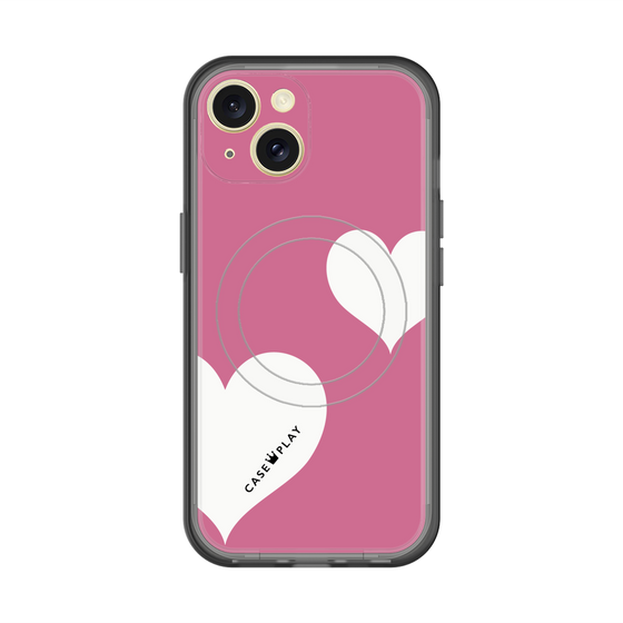 スリムプロテクションプレミアムケース with MagSafe［ Two Hearts - Pink ］