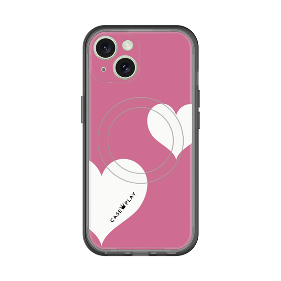 スリムプロテクションプレミアムケース with MagSafe［ Two Hearts - Pink ］